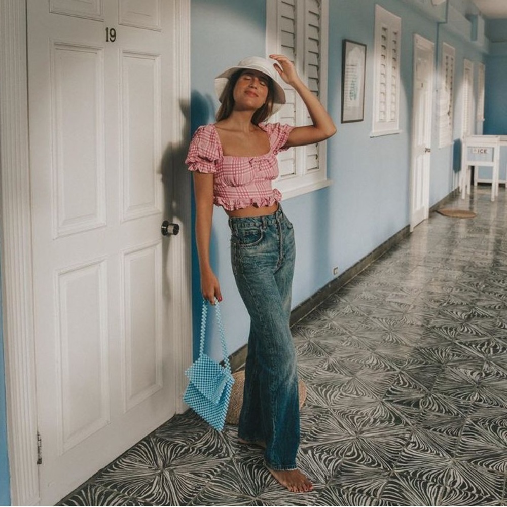 Faithfull the Brand Vaneda Pink Gingham Crop